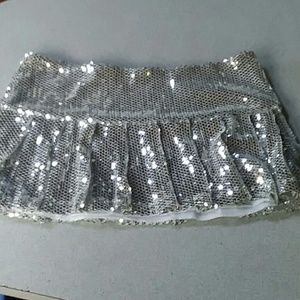Silver sequence mermaid mini skirt